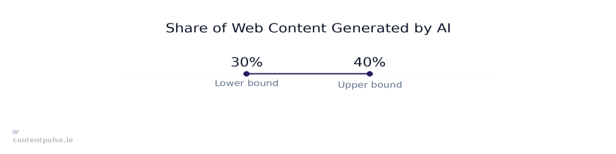 Range chart comparing Share of Web Content Generated by AI: Values: 30% to 40%.