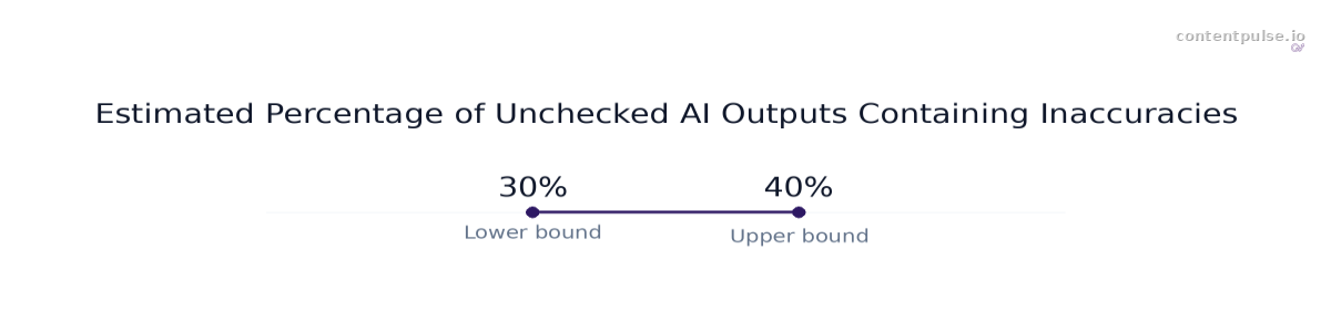 Range chart comparing Estimated Percentage of Unchecked AI Outputs Containing Inaccuracies: Values: 30% to 40%.