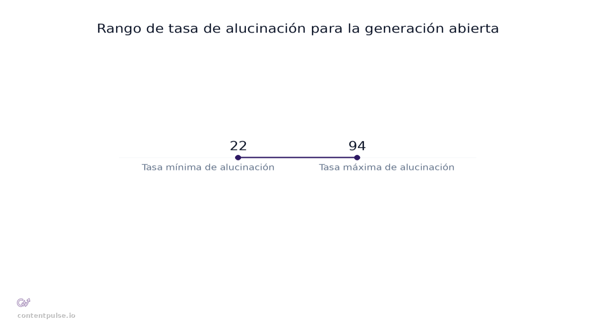 Gráfico de barras que compara Rango de tasa de alucinación para la generación abierta: Valores: 22 to 94.