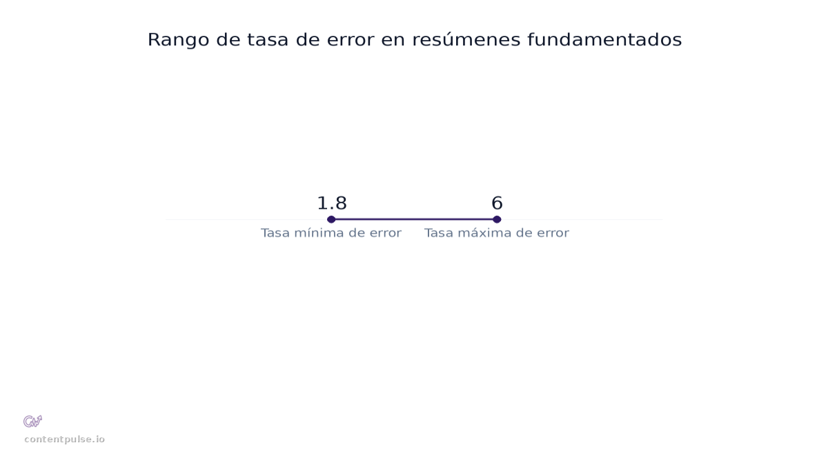 Gráfico de barras que compara Rango de tasa de error en resúmenes fundamentados: Valores: 1.8 to 6.